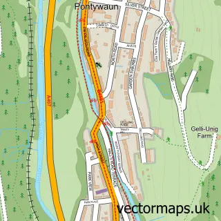 Street map sample of Pont-y-waun, Gwent