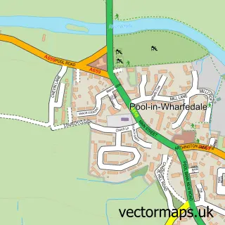 Street map sample of Pool in Wharfedale, West Yorkshire
