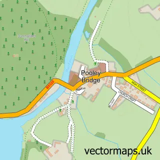 Street map sample of Pooley Bridge, Cumbria