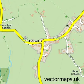 Street map sample of Porkellis, Cornwall