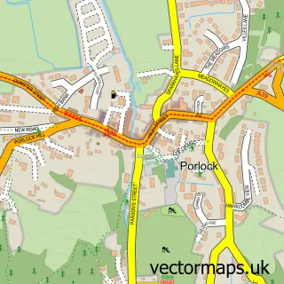 Street map sample of Porlock, Somerset