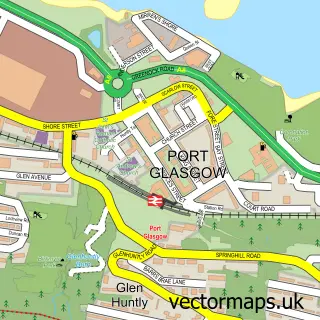Street map sample of Port Glasgow, Renfrewshire