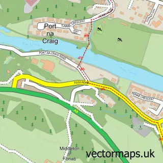 Street map sample of Port na Craig, Perth and Kinross