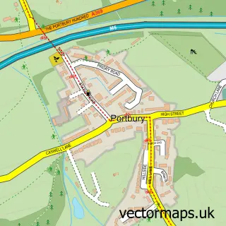 Street map sample of Portbury, Somerset