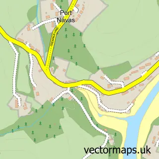 Street map sample of Porth Navas, Cornwall