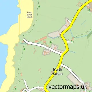 Street map sample of Porth Swtan, Gwynedd