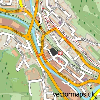 Street map sample of Porth, Mid Glamorgan