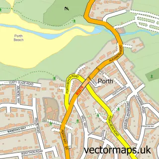 Street map sample of Porth, Cornwall