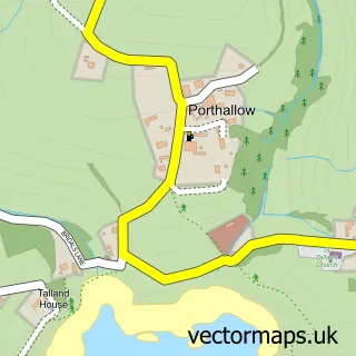 Street map sample of Porthallow, Cornwall