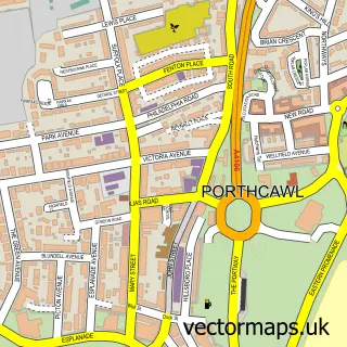 Street map sample of Porthcawl, Mid Glamorgan
