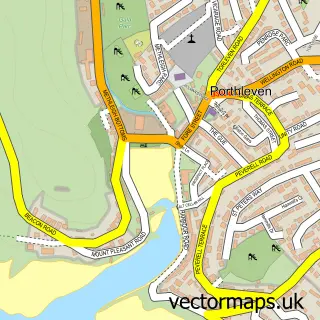 Street map sample of Porthleven, Cornwall