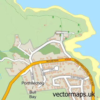 Street map sample of Porthllechog, Gwynedd