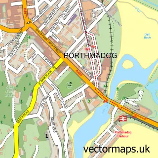 Street map sample of Porthmadog, Gwynedd