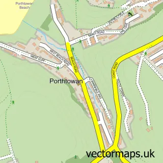 Street map sample of Porthtowan, Cornwall