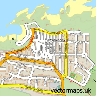 Street map sample of Portknockie, Banffshire