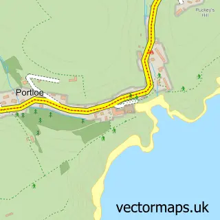 Street map sample of Portloe, Cornwall