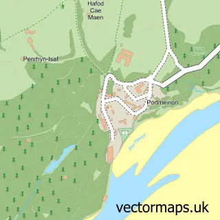 Street map sample of Portmeirion, Gwynedd