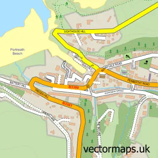 Street map sample of Portreath, Cornwall