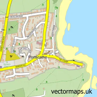 Street map sample of Portscatho, Cornwall