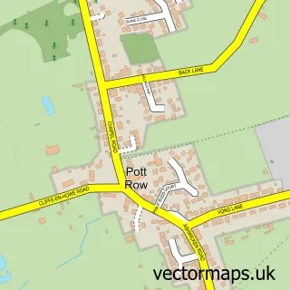 Street map sample of Pott Row, Norfolk