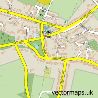 Street map sample of Potten End, Hertfordshire