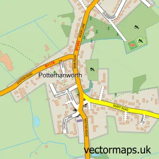 Street map sample of Potterhanworth, Lincolnshire