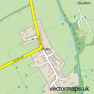 Street map sample of Potto, North Yorkshire