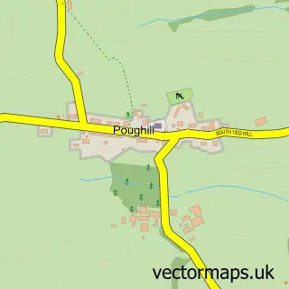 Street map sample of Poughill, Devon