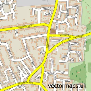 Street map sample of Poulner, Hampshire