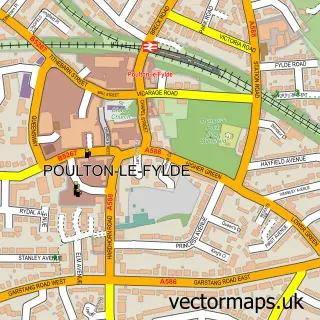 Street map sample of Poulton-le-Fylde, Lancashire