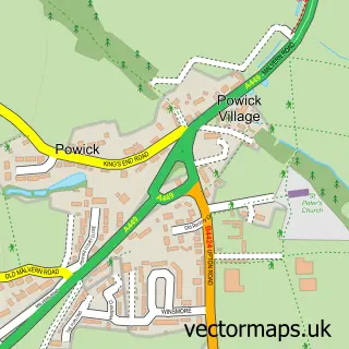 Street map sample of Powick, Worcestershire
