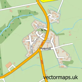 Street map sample of Powmill, Perth and Kinross
