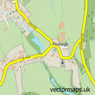Street map sample of Poynings, West Sussex