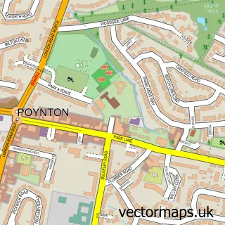 Street map sample of Poynton, Cheshire