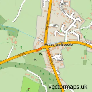 Street map sample of Praze-An-Beeble, Cornwall