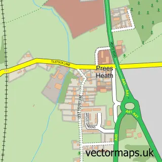Street map sample of Prees Heath, Shropshire
