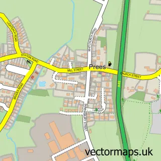 Street map sample of Prees, Shropshire