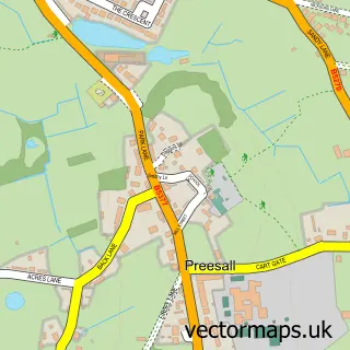 Street map sample of Preesall, Lancashire