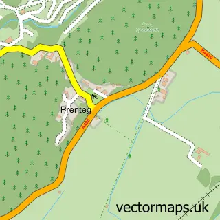 Street map sample of Prenteg, Gwynedd