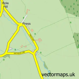 Street map sample of Press, Derbyshire