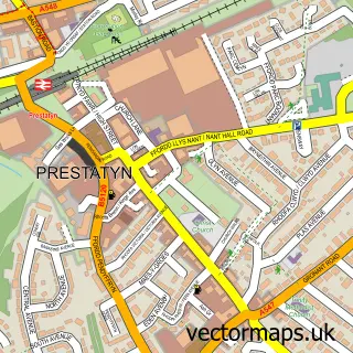 Street map sample of Prestatyn, Clwyd