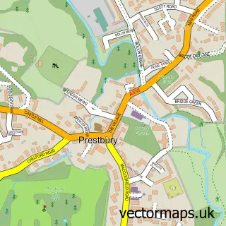 Street map sample of Prestbury, Cheshire