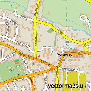 Street map sample of Prestbury, Gloucestershire