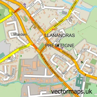 Street map sample of Presteigne, Powys