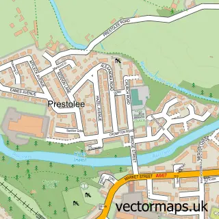 Street map sample of Prestolee, Greater Manchester