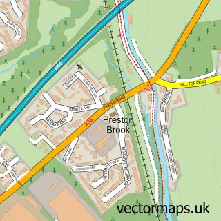 Street map sample of Preston Brook, Cheshire