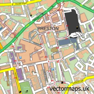 Street map sample of Preston, Lancashire