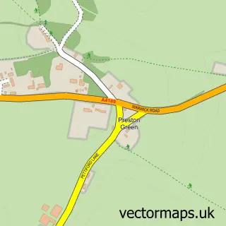 Street map sample of Preston Green, Warwickshire