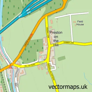 Street map sample of Preston on the Hill, Cheshire