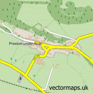 Street map sample of Preston under Scar, North Yorkshire